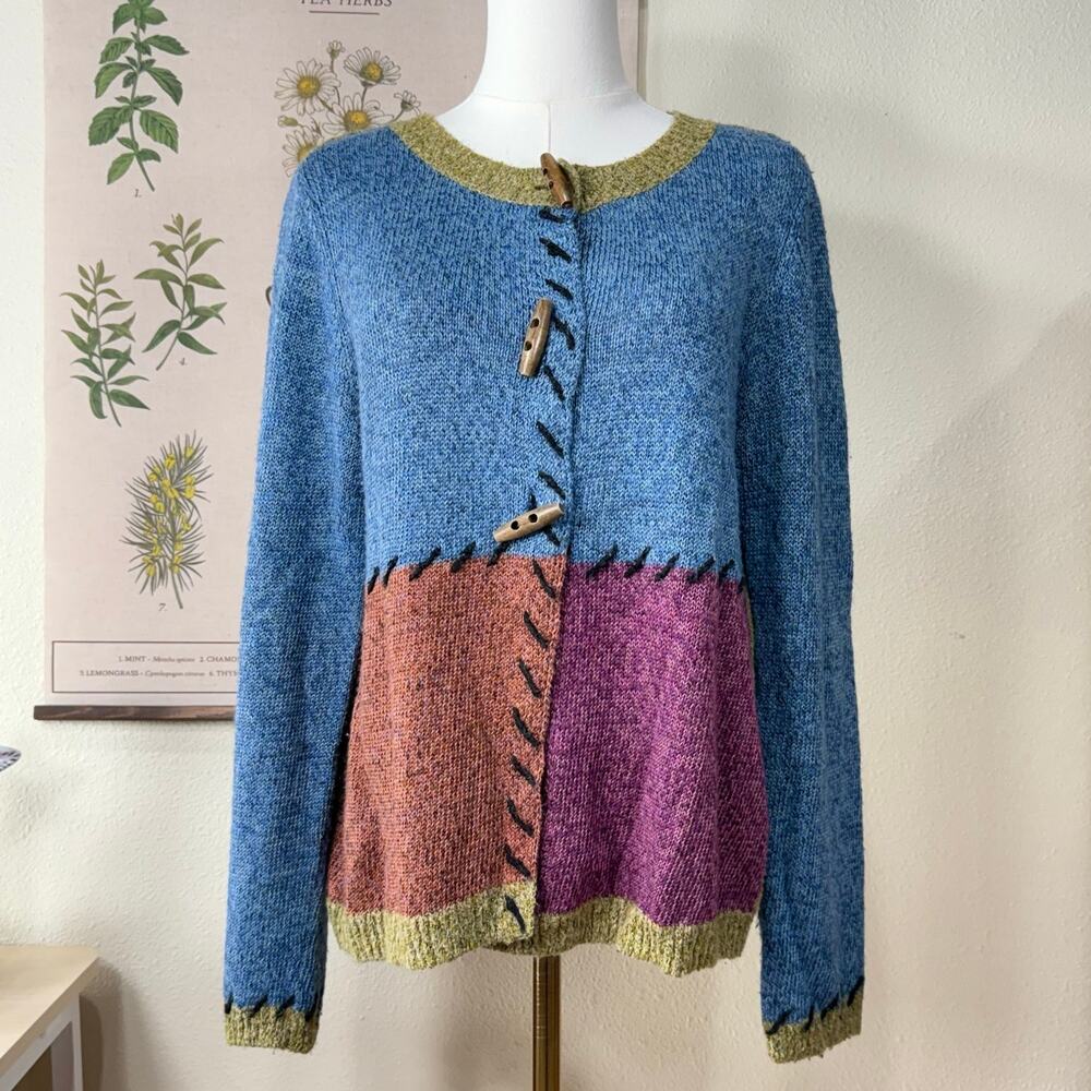 Colorblock Cardigan Sweater Cottage Fairy Grunge Whimsy Twee Y2k Mori Kei M L